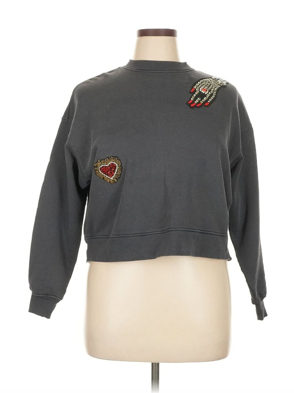DESIGUAL Embellished Gray Sweater
